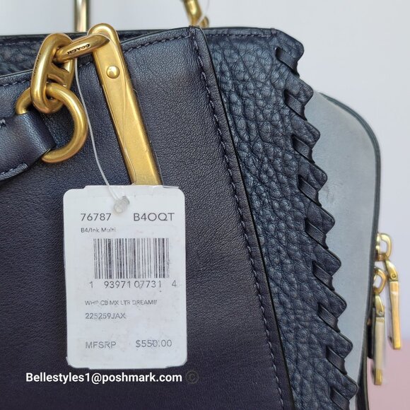 COACH Dreamer 27 Whipstitch Colorblocked Mixed Leather & Suede Satchel-Ink Multi - Picture 16 of 16